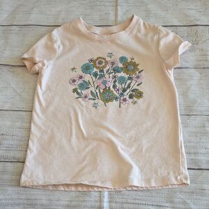 btween Cream Short Sleeve Tee with Floral Design